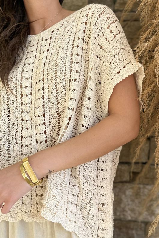 Destino Crochet Tank Top Stone